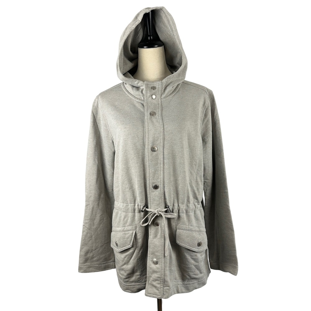 Lauren Ralph Lauren Women XL Hooded Anorak Jacket Gray Drawstring Waist‎ Utility